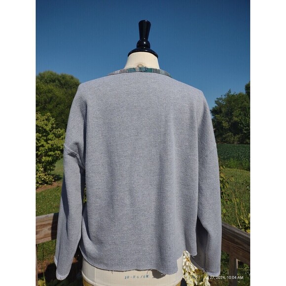 Custom Sweatshirt Oversized Boho Patchwork Plaid Flannel Shabby Chic - Picture 5 of 10